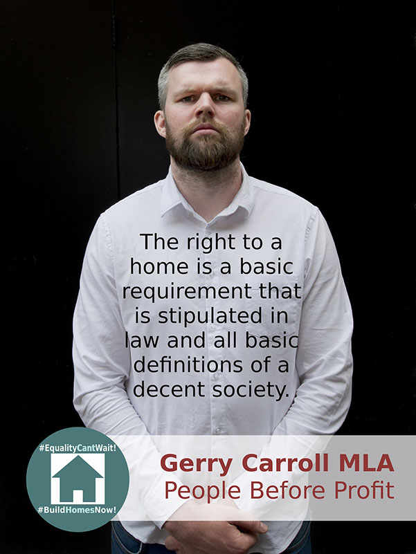 Campaign: Participation and the Practice of Rights (PPR), Belfast  Graphic Design: Dessie Donnelly, Plakat #EqualityCantWait #BuildHomesNow!